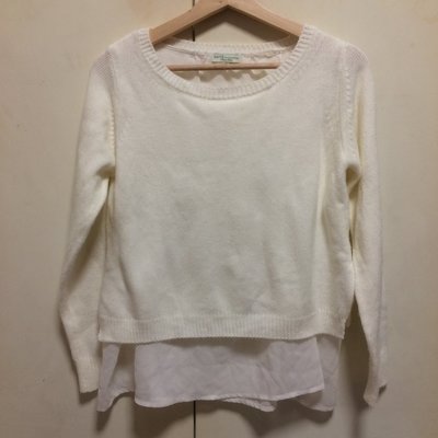 ❤夏莎shasa❤日本品牌EARTH白色氣質兩件式長版長袖毛衣上衣/1元起標