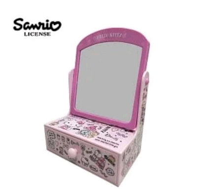 全新 Sanrio Hello kitty桌上型化妝鏡 三麗鷗 凱蒂貓迷你梳妝台 kitty迷你梳妝鏡台 小物髮飾收納盒