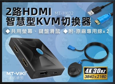 2進1出 免電源 邁拓 KVM切換器 HDMI + USB 附線材 2PORT 共用螢幕鍵盤滑鼠 隨插即用