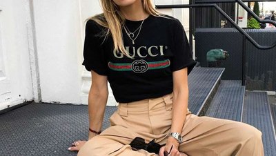 Gucci   經典   黑色    綠紅綠   T shirt