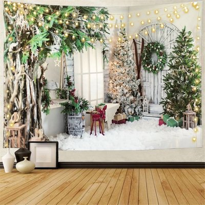 聖誕樹掛毯壁飾 INS北歐網紅挂布  多種可選壁毯 酒吧餐廳客廳臥室背景佈 聖誕图案裝飾-好鄰居百貨
