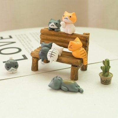 室桌面擺件可愛貓咪治愈系裝飾日式小貓書桌桌小物件