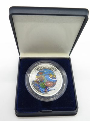 【紀念銀幣】1992年帛琉(帕勞)海洋保護年5元彩色紀念幣*純銀90.0%銀幣*25g*附原廠盒