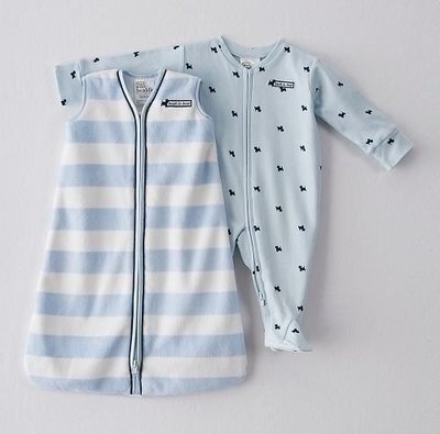 [[W&R]] ((0-24m)) Halo Sleepsack 藍色二件組 包腳連身衣+保暖防踢睡袍/背心 9m