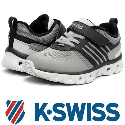 鞋大王K-SWISS 55890-091 黑X灰 單黏帶多功能運動鞋(童鞋)/特價出清，免運費/ 725K