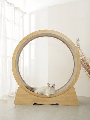 促銷打折 貓咪跑步機貓爬架靜音滾輪寵物健身跑輪高纖維板木制貓