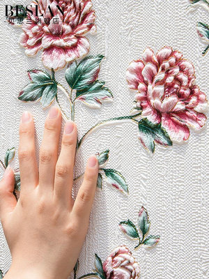 歐式玫瑰花背景墻壁紙3d立體自粘墻紙防水防潮臥室房間裝飾墻貼厚