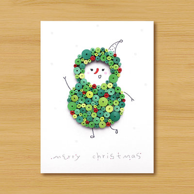 ( 2款供選擇 ) 手工捲紙卡片：可愛魔幻點點聖誕 - 雪人&聖誕樹