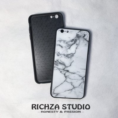 【RICHZA STUDIO】現貨 適用iPhone 6/6s 6plus/6s plus 大理石紋路玻璃手機殼保護殼