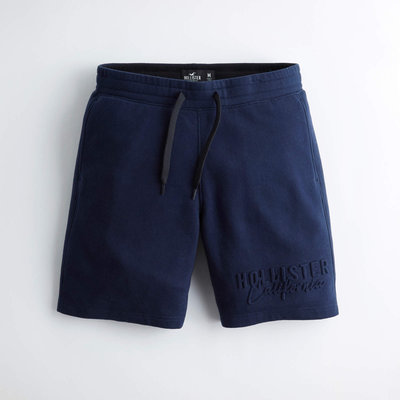 【HOLLISTER Co.】【零碼XL】HC男款棉短褲左下立體印字深藍 F03200731-13