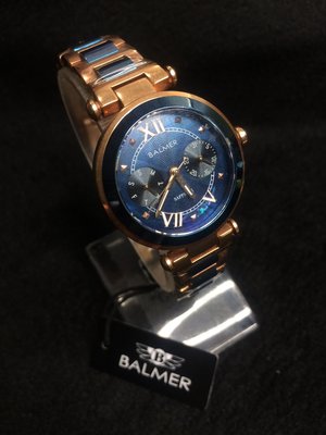【小川堂】7897 賓馬 BALMER 優雅女神 炫光貝殼面 賓馬皇后 玫瑰金 寶石藍 鋼帶 手錶