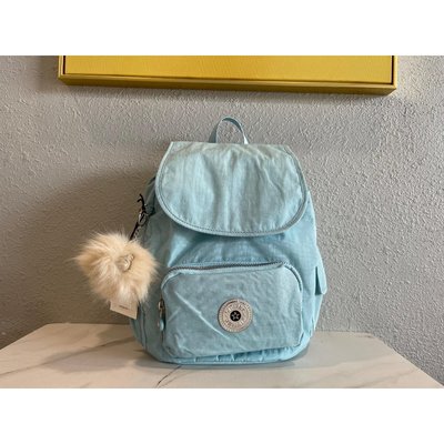 全新 Kipling 猴子包 CITY PACK 中號 K15635 淺藍色 翻蓋休閒旅遊包雙肩背包 後背包 書包