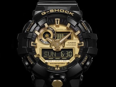 【金台鐘錶】CASIO手錶G-SHOCK 絕對強悍 黑金 3D立體大型指針 GA-710GB-1A  GA-710GB