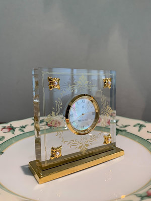 【日本御本木mikimoto】貝母錶盤鐘錶 桌面時鐘鑲嵌
