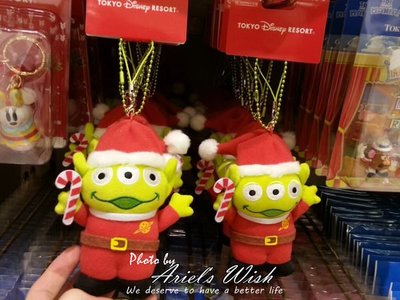 Ariel's Wish日本東京迪士尼Disney聖誕節限定玩具總動員三眼怪聖誕老公公手機吊飾珠鍊包包掛飾兩用-最後一個