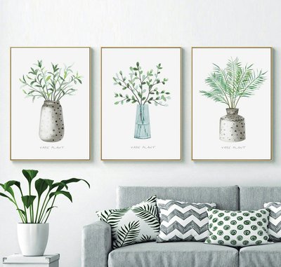 ☺暖暖屋☺傢居藝術館 現代簡約小清新綠色植物裝飾畫/沙發背景牆裝飾畫/掛畫/有框畫/多款樣式/多種尺寸