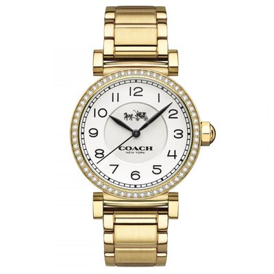清倉【美麗小舖】全新真品 COACH 14502397 香檳金色鋼錶帶 女錶 手錶 腕錶 晶鑽錶-現貨在台