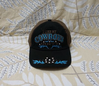 Cowboys 牛仔帽 棒球帽 哈雷鬼爪鈴木山葉 摩托車 機車帽 土耳其藍 刺繡貼鑽 黑色
