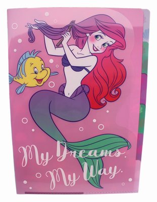 【卡漫迷】 小美人魚 L字型 五層 資料夾 粉梳髮 ㊣版 文件夾 檔案夾 日製 公主 愛麗兒 Ariel Mermaid