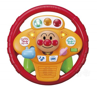 日本正版 方向盤玩具 黃 麵包超人 開車學習 方向盤玩具 發光 音效 有聲音樂玩具 兒童玩具 4971404315594