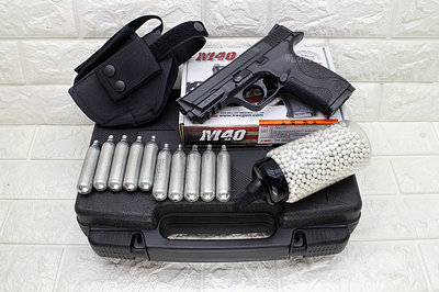 [01] KWC S&amp;W MP40 CO2槍 + CO2小鋼瓶 + 奶瓶 + 槍套 + 槍盒 ( KC48 大嘴鳥手槍
