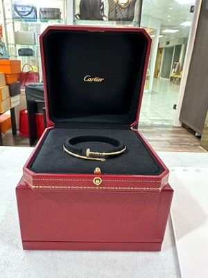 【喬瑟夫二手名店】全新真品 Cartier 細版釘子黃K鑽石手環