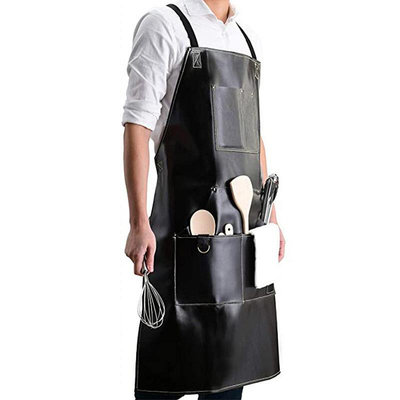 圍裙PU皮圍裙廚房電工花藝圍裙烘焙燒烤工作服客制LOGO