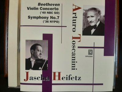 Heifetz,Toscanini,Beethoven:V.c,Sym No.7,海飛茲，托斯卡尼尼，貝多芬:小提琴協奏曲，交響曲第7號，如新。