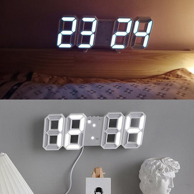 [台灣現貨] 牆面掛鐘 3D LED數字鐘 電子鬧鐘(小款/USB直插電源)鬧鐘 電子鬧鐘 牆面立體掛鐘 LED時鐘