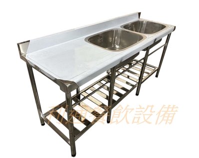 《利通餐飲設備》2口水槽＋平台 180×60×80 深25  雙水槽 洗碗槽 洗菜台～不鏽鋼流理台 不銹鋼洗碗槽