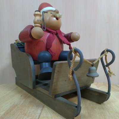 【KWO】 薰香木偶 雪橇的吹煙人 聖誕老人 德國手工玩具