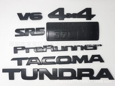 現貨熱銷-適用于豐田TACOMA TUNDRA 4X4 V6 SR5黑色車貼 PRERUNER改裝貼標爆款