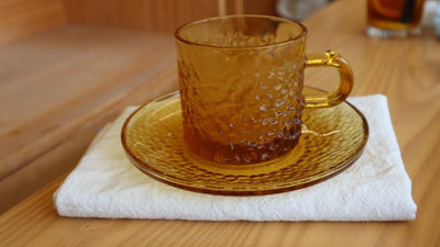 vintage 日本中古昭和 隕石浮雕 焦糖色 咖啡杯 紅茶