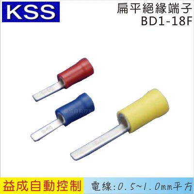 【益成自動控制材料行】KSS 扁平絕緣端子BD1-18F