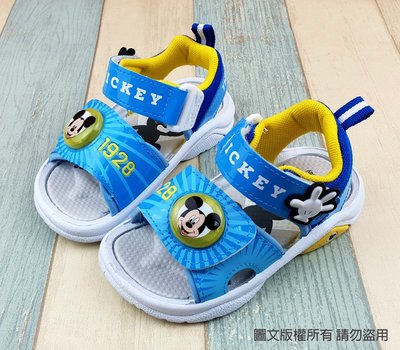 【琪琪的店】Disney 迪士尼 米奇 米妮 童鞋 電燈鞋 亮燈 拖鞋 涼鞋 輕便鞋 藍 D119372