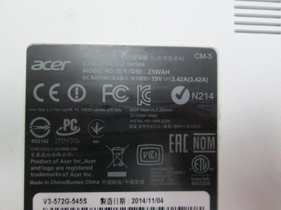 台中筆電維修：宏碁 ACER V3-572G 筆電開機無反應,開機斷電,顯卡故障花屏,面板變暗.泡水主機板維修
