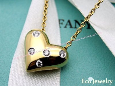 《Eco-jewelry》【Tiffany&amp;Co】18K黃金 愛心鑲五鑽項鍊 ~專櫃真品 近新品