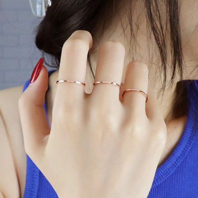 素圈玫瑰金細戒指女時尚個性尾戒小指鈦鋼小眾設計感食指網紅爆款