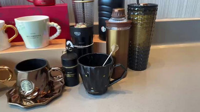 廠家出貨星巴克杯子2023咖啡寶藏黑金鉆石復古璀璨陶瓷馬克不銹鋼保溫杯