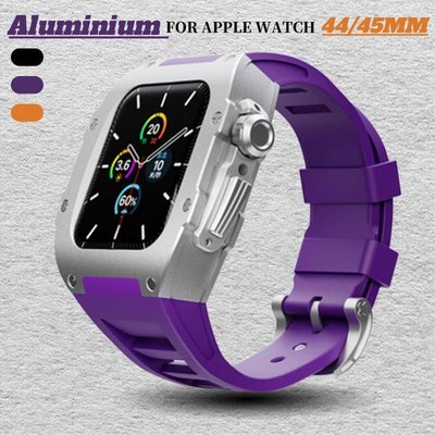 森尼3C-矽膠錶帶錶殼一件式套裝 蘋果手錶8代 7 6 5 4 se Apple Watch 44 45mm 男生替換錶帶-品質保證