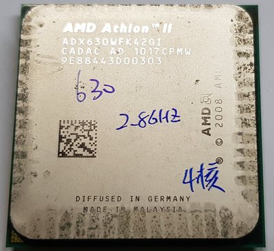 AMD Athlon II X4 630 2.8G ADX630WFK42GI  4核 拆機良品 無風扇