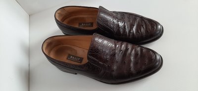 精品大師-BALLY-摩卡色鴕鳥皮紳士鞋8.5號/市價3萬-二手真品