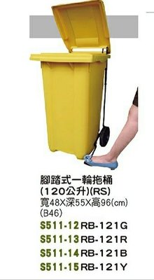 【進日興家具】S511-12 (四色)腳踏式一輪拖桶(120L) 分類垃圾桶 回收桶 台南。高雄。屏東 傢俱宅配