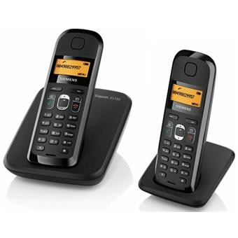 西門子 SIEMENS Gigaset  DECT雙子機數位無線電話 話機  黑色 (AS180 Duo)