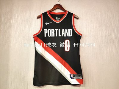 達米安·里拉德(Damian Lillard) NBA波特蘭拓荒者隊  熱轉印款式 球衣 0號 黑色