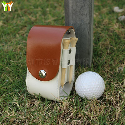 【現貨】皮革拼接撞色高爾夫球包 訓練球場golf腰包配件包 球釘收納球袋