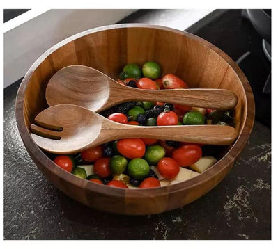 相思木碗實木沙拉碗原色天然木漆碗調中藥面膜揉面盆和面木盆大號