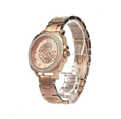 七七代購  美國正品 COACH 14501701 熱賣新款 女士手錶 精鋼腕帶 石英女錶 商務鋼帶 鑲鑽錶圈