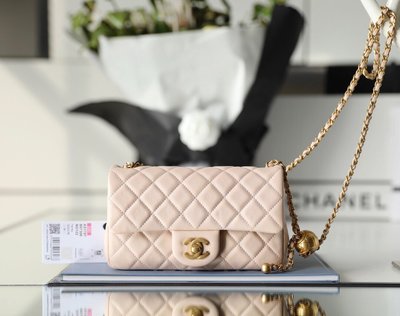 『RP精品』Chanel 香奈兒 22年新款 淡粉色 金球包 CF mini 20cm 口蓋包