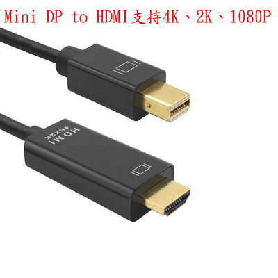 Mini DP to HDMI 轉接線 支持4K、2K、1080P 迷你 dp轉hdmi 電腦轉接線 Mac 1.8米